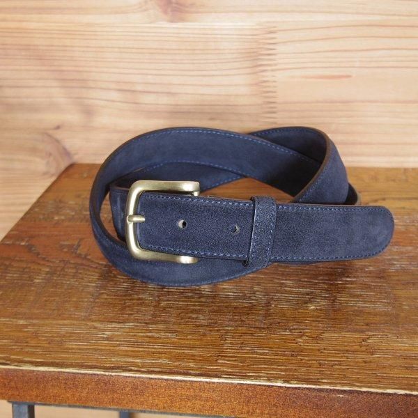 極上★エドワードグリーン フリーサイズ（サイズ調整可能）【★ベルト/スエード/紺】メンズ/革/レザー/EDWARD GREEN★l412
