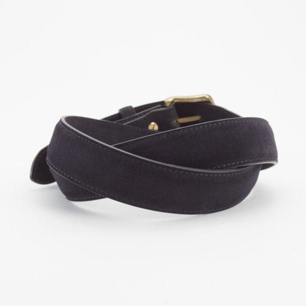 極上★エドワードグリーン フリーサイズ（サイズ調整可能）【★ベルト/スエード/紺】メンズ/革/レザー/EDWARD GREEN★l412