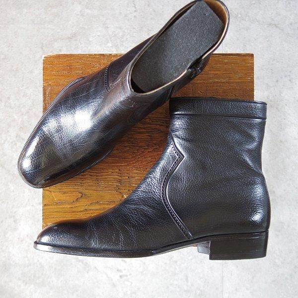極上★(伊)BONORA/ボノーラ SIZE 42【貴重★サイドジップブーツ/黒】シボ革/メンズ★l413