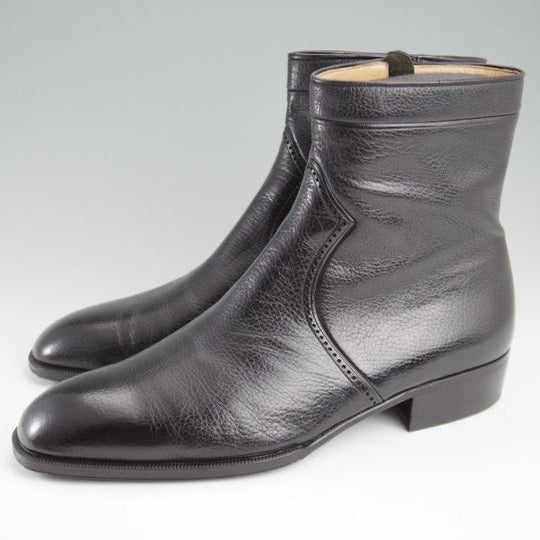 極上★(伊)BONORA/ボノーラ SIZE 42【貴重★サイドジップブーツ/黒】シボ革/メンズ★l413
