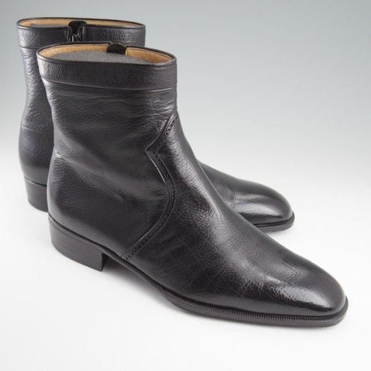 極上★(伊)BONORA/ボノーラ SIZE 42【貴重★サイドジップブーツ/黒】シボ革/メンズ★l413