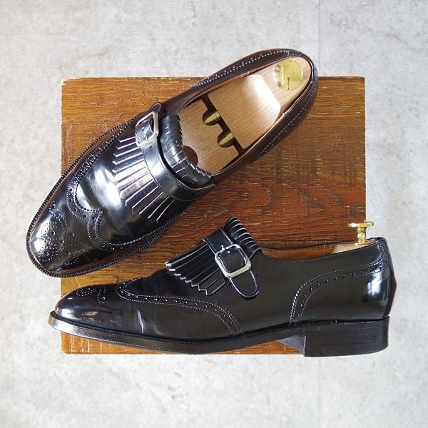 ★チャーチ 75F/UK7.5【旧チャーチ★ブックバインダーカーフ/Stafford】3都市ロゴ/69Rラスト/キルトモンク/黒/メンズ/Church's★l417