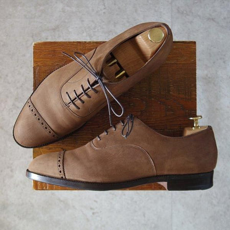 極上★チャーチ 80F/UK8【旧チャーチ★Barcroft/バークロフト】84ラスト/3都市ロゴ/パンチドキャップトゥ/ヌバック/茶/Church's★l418