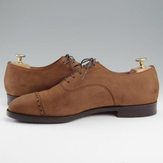 極上★チャーチ 80F/UK8【旧チャーチ★Barcroft/バークロフト】84ラスト/3都市ロゴ/パンチドキャップトゥ/ヌバック/茶/Church's★l418