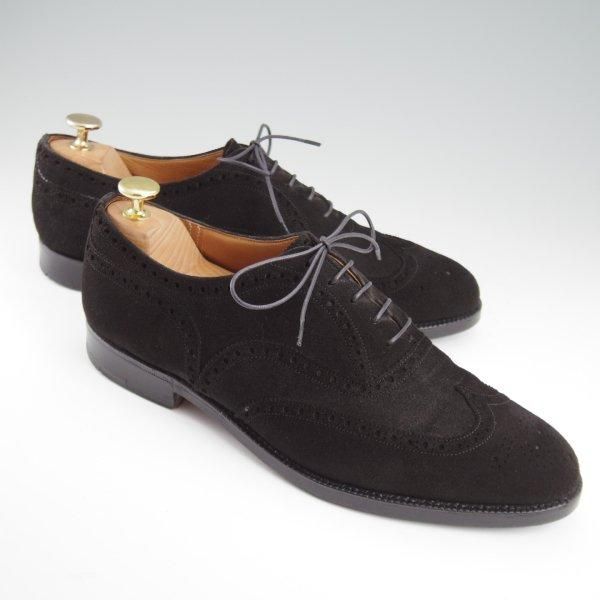 極上★チャーチ 80F/UK8【旧チャーチ★HICKSTEAD/ヒックステッド】84ラスト/3都市ロゴ/フルブローグ/スエード/黒/メンズ/Church's★l420