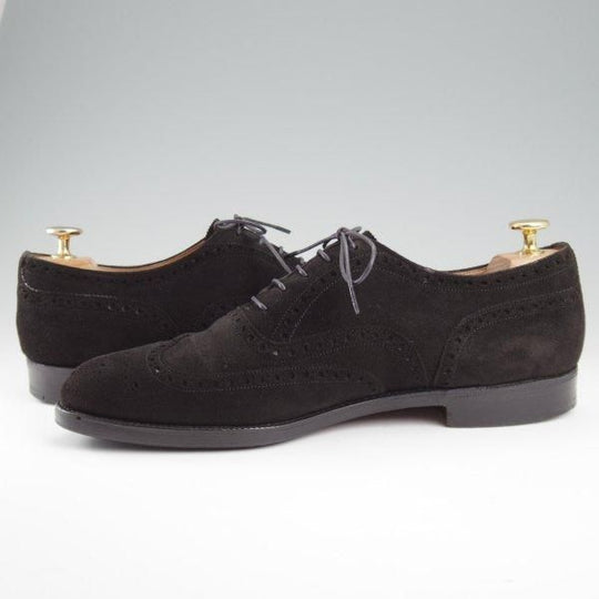 極上★チャーチ 80F/UK8【旧チャーチ★HICKSTEAD/ヒックステッド】84ラスト/3都市ロゴ/フルブローグ/スエード/黒/メンズ/Church's★l420