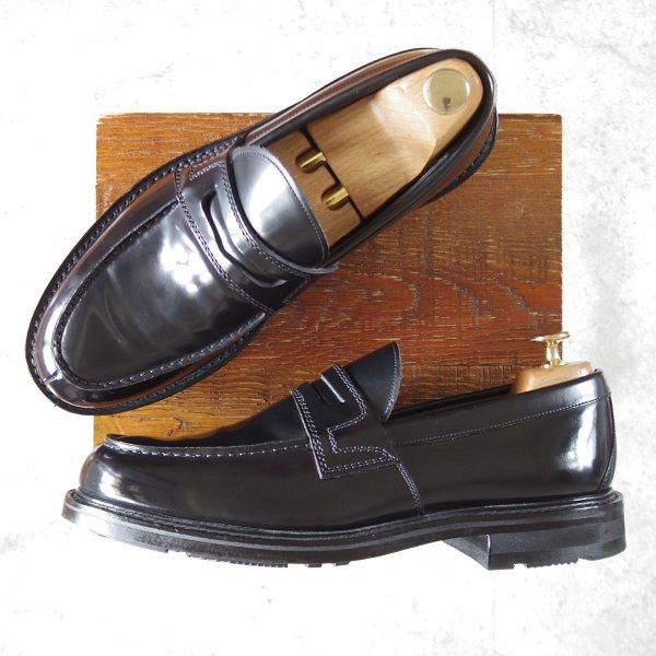 極美品★チャーチ 85F/UK8.5【現行5都市ロゴ★CAPSTONE 2/コインローファー】126ラスト/ポリッシュドバインダーカーフ/黒/Church's★l426