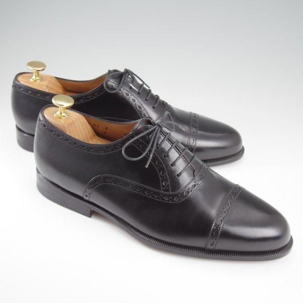 未使用★(伊)サントーニ SIZE 7.5【貴重★CLASSICOライン/クォーターブローグ】カーフ/黒/メンズ/Santoni★l430