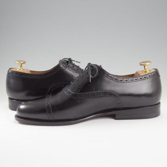 未使用★(伊)サントーニ SIZE 7.5【貴重★CLASSICOライン/クォーターブローグ】カーフ/黒/メンズ/Santoni★l430