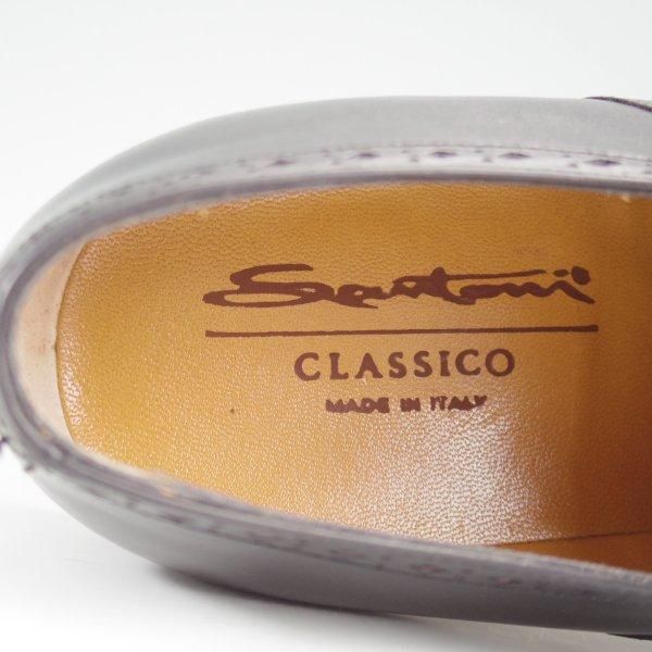 未使用★(伊)サントーニ SIZE 7.5【貴重★CLASSICOライン/クォーターブローグ】カーフ/黒/メンズ/Santoni★l430