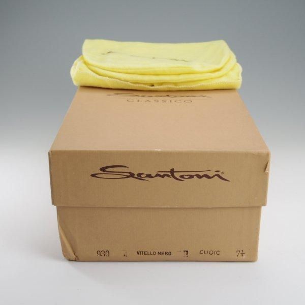 未使用★(伊)サントーニ SIZE 7.5【貴重★CLASSICOライン/クォーターブローグ】カーフ/黒/メンズ/Santoni★l430