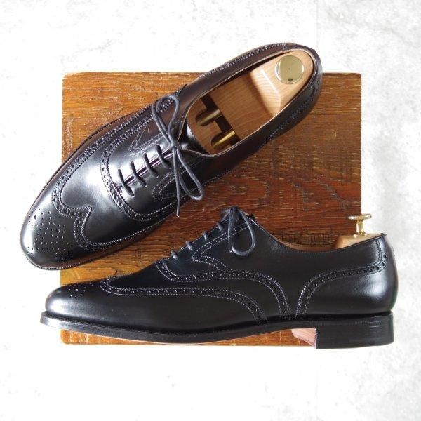 未使用★クロケット&ジョーンズ UK8.5/US9D【貴重★ブルックスブラザーズ別注/Peal&co】フルブローグ/カーフ/黒/Crockett&Jones★l431