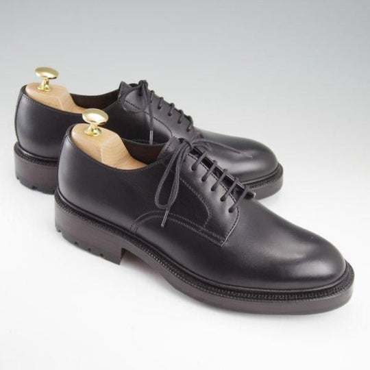 未使用★(スペイン製)カルミナ SIZE 5.5【定価￥83,600-★プレーントゥ/80501】CALVIAラスト/カーフ/黒/メンズ/CARMINA★l456