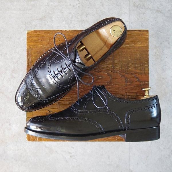 ★(伊)シルヴァノ・ラッタンジ SIZE 7.5【ハンドソーンウェルテッド製法★フルブローグ】カーフ/黒/メンズ/Silvano Lattanzi★l461