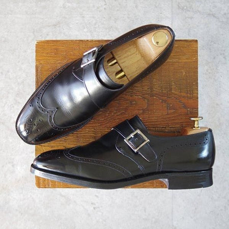 美品★チャーチ 75F/UK7.5【旧チャーチ★73ラスト/モンクストラップ/3都市ロゴ】CLARENDON/カーフ/黒/メンズ/Church's★l463