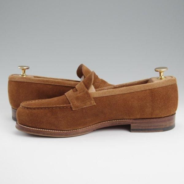 d0065 JMウェストン スエード シグニチャーローファー 6C 茶 革靴 jm