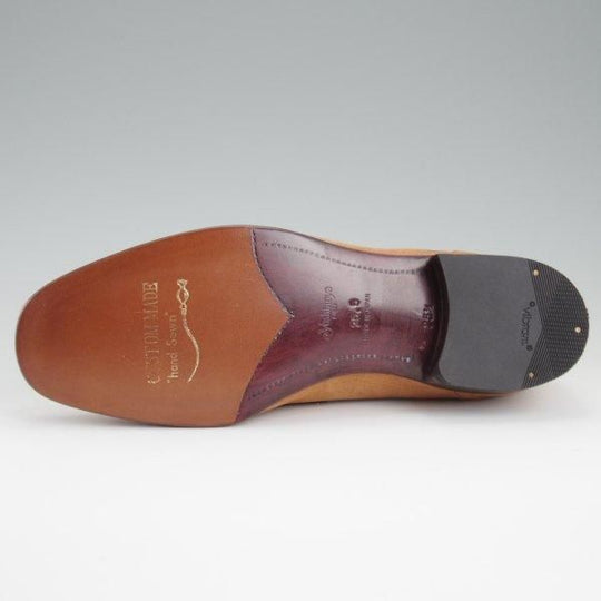 未使用★銀座ヨシノヤ SIZE 25.5【小笠原シューズ製★コインローファー/薄茶】スリッポン/ヌバック/メンズ/Ginza Yoshinoya★l470