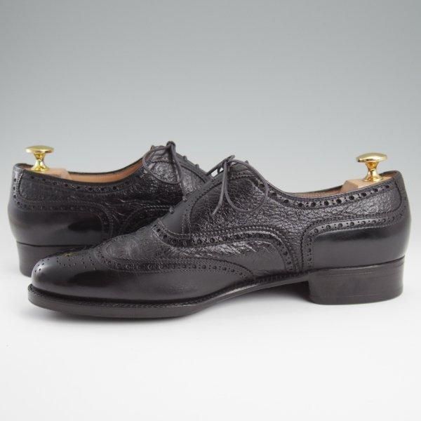極上★銀座ヨシノヤ SIZE 25.5【小笠原シューズ製★ハンドソーンウェルテッド製法/ペッカリー革×カーフ】黒/Ginza Yoshinoya★l471