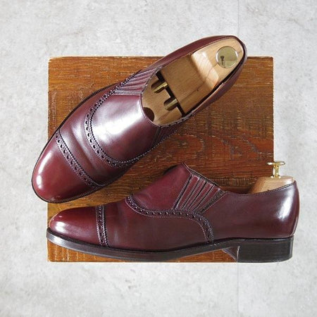 極上★クロケット&ジョーンズ 7.5E【貴重★(英)ポールセンスコーン別注/Poulsen Skone】サイドエラスティック/赤茶/Crockett&Jones★l474