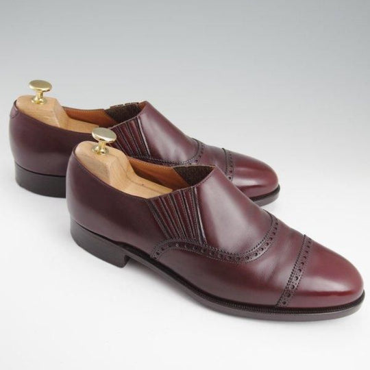 極上★クロケット&ジョーンズ 7.5E【貴重★(英)ポールセンスコーン別注/Poulsen Skone】サイドエラスティック/赤茶/Crockett&Jones★l474