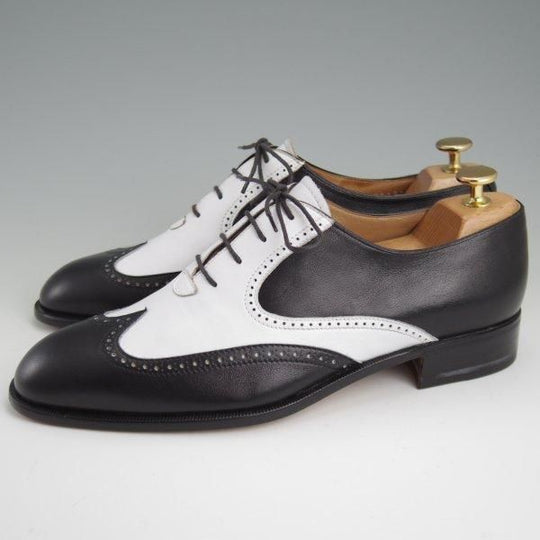 未使用★(伊)MORESCHI/モレスキー SIZE 7.5【★スペクテイターシューズ/フルブローグ】カーフ/白×黒/メンズ★l475