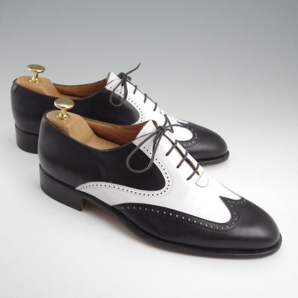 未使用★(伊)MORESCHI/モレスキー SIZE 7.5【★スペクテイターシューズ/フルブローグ】カーフ/白×黒/メンズ★l475