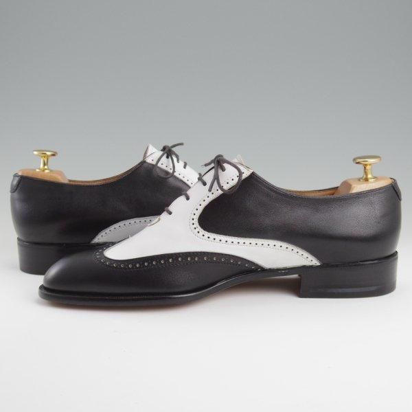 未使用★(伊)MORESCHI/モレスキー SIZE 7.5【★スペクテイターシューズ/フルブローグ】カーフ/白×黒/メンズ★l475