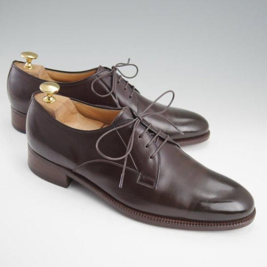 極上★銀座ヨシノヤ SIZE 25.5【小笠原シューズ製★ハンドソーンウェルテッド製法/プレーントゥ】Vフロント/濃茶/Ginza Yoshinoya★l477