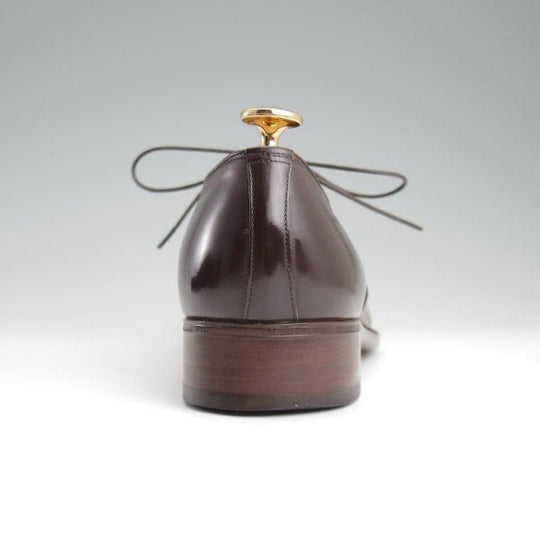 極上★銀座ヨシノヤ SIZE 25.5【小笠原シューズ製★ハンドソーンウェルテッド製法/プレーントゥ】Vフロント/濃茶/Ginza Yoshinoya★l477