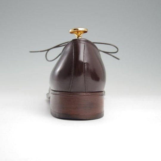 極上★銀座ヨシノヤ SIZE 25.5【小笠原シューズ製★ハンドソーンウェルテッド製法/プレーントゥ】Vフロント/濃茶/Ginza Yoshinoya★l477