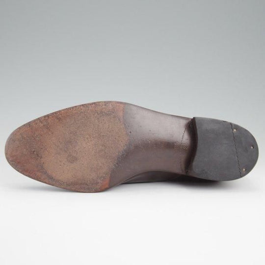 極上★銀座ヨシノヤ SIZE 25.5【小笠原シューズ製★ハンドソーンウェルテッド製法/プレーントゥ】Vフロント/濃茶/Ginza Yoshinoya★l477