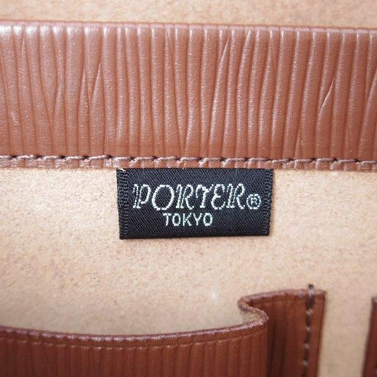 極上★ポーター/PORTER【貴重★ミュージックバッグ/型押しレザー】茶/革/メンズ/ビジネス/鞄★N5904