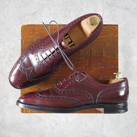 極上★チャーチ UK7.5程度/80D【旧チャーチ★73ラスト/フルブローグ】3都市ロゴ/カーフ/赤茶/メンズ/Church's★l479