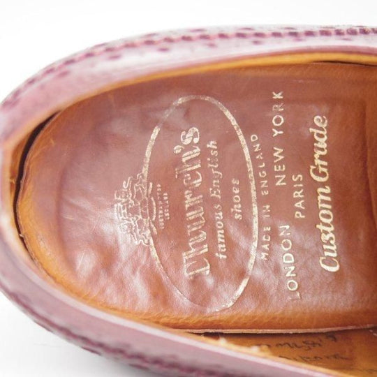 極上★チャーチ UK7.5程度/80D【旧チャーチ★73ラスト/フルブローグ】3都市ロゴ/カーフ/赤茶/メンズ/Church's★l479