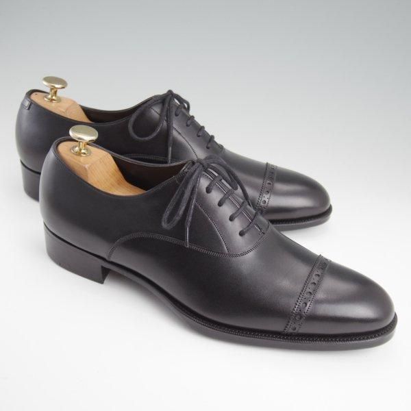 未使用★(英)ガジアーノ&ガーリング 7.5E【★CAMBRIDGE/ケンブリッジ/GG06ラスト】パンチドキャップトゥ/カーフ/黒/GAZIANO&GIRLING★l481