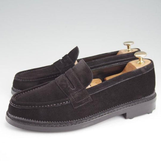 極美品★J.M.ウエストン SIZE 6.5【定価￥121,000-★ユージーン/Eugene/コインローファー/C80】スエード/黒/Weston/ウェストン★l483