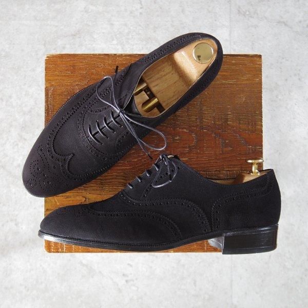 極上★高島屋 SIZE 26【小笠原シューズ製★フルブローグ】スエード/黒/メンズ/TAKASHIMAYA★l503