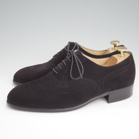 極上★高島屋 SIZE 26【小笠原シューズ製★フルブローグ】スエード/黒/メンズ/TAKASHIMAYA★l503