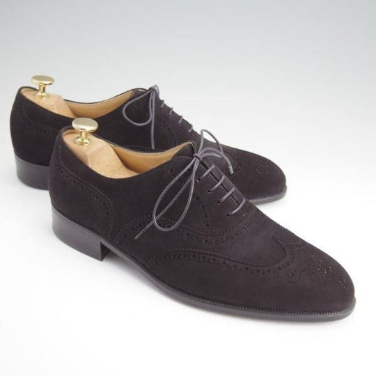 極上★高島屋 SIZE 26【小笠原シューズ製★フルブローグ】スエード/黒/メンズ/TAKASHIMAYA★l503