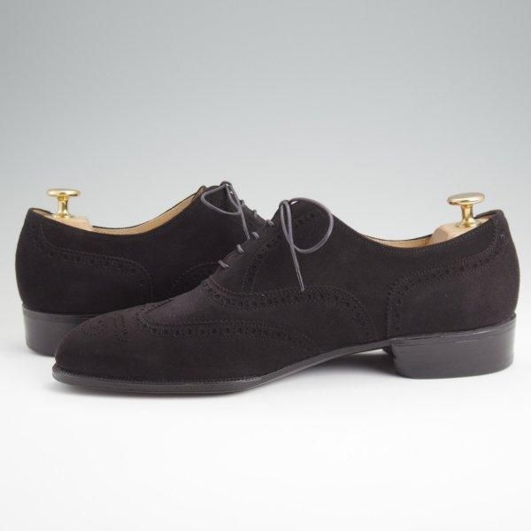 極上★高島屋 SIZE 26【小笠原シューズ製★フルブローグ】スエード/黒/メンズ/TAKASHIMAYA★l503
