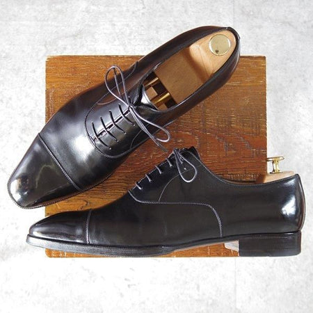 極上★(伊)エンツォ・ボナフェ SIZE 10【定価10万円以上★ストレートチップ/黒】カーフ/メンズ/Enzo Bonafe★l506