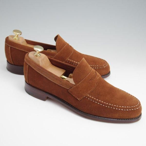 美品★(英)チーニー 6F【定価￥82,500-★コインローファー/HUGO】5203ラスト/スリッポン/スエード/茶/メンズ/CHEANEY★l509
