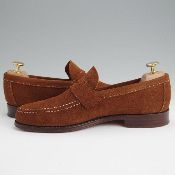 美品★(英)チーニー 6F【定価￥82,500-★コインローファー/HUGO】5203ラスト/スリッポン/スエード/茶/メンズ/CHEANEY★l509