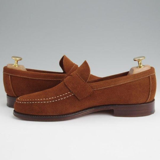 美品★(英)チーニー 6F【定価￥82,500-★コインローファー/HUGO】5203ラスト/スリッポン/スエード/茶/メンズ/CHEANEY★l509