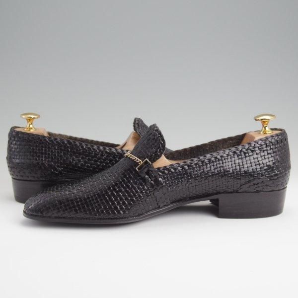 未使用★(伊)ボノーラ SIZE 41.5【貴重★イントレチャート/ローファー】スリッポン/黒/メンズ/BONORA★l523