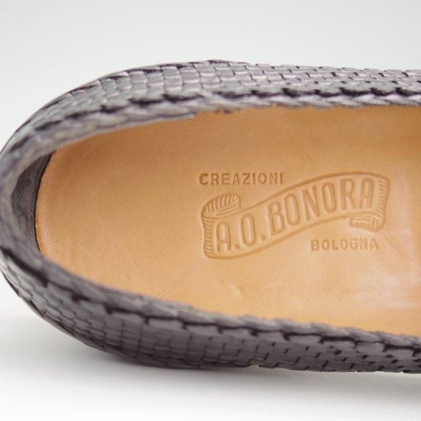 未使用★(伊)ボノーラ SIZE 41.5【貴重★イントレチャート/ローファー】スリッポン/黒/メンズ/BONORA★l523