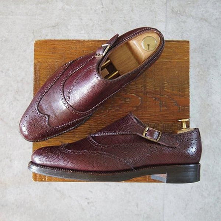 ★(浅草)ギルド・オブ・クラフツ US6.5D程度【最上級★フルハンドメイド/サイドモンク/WINDSOR】赤茶/メンズ/Guild of crafts★l524