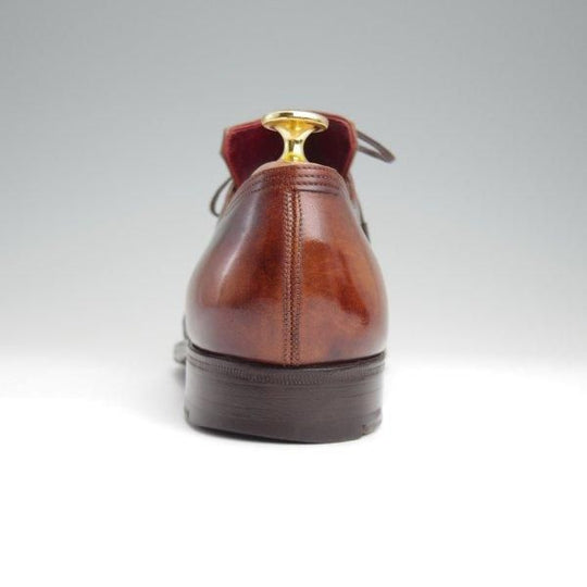 ★(仏)コルテ UK7.5程度【現行定価￥267,300-★純正シューツリー付き/Arca/アルカ】プレーントゥ/Vフロント/茶/メンズ/Corthay★l525