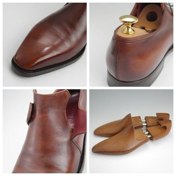 ★(仏)コルテ UK7.5程度【現行定価￥267,300-★純正シューツリー付き/Arca/アルカ】プレーントゥ/Vフロント/茶/メンズ/Corthay★l525
