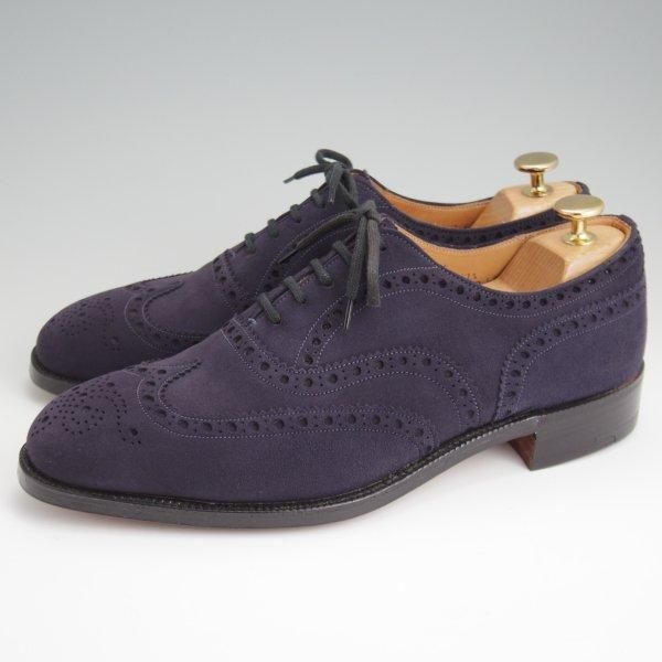 未使用★チャーチ 75F/UK7.5【デッドストック品★ネイビースエードのBUCK/旧チャーチ/73ラスト】3都市ロゴ/フルブローグ/紺/Church's★l530